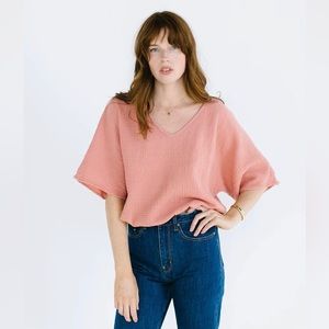 Suunday Gauze Dolman Top in “Clay”